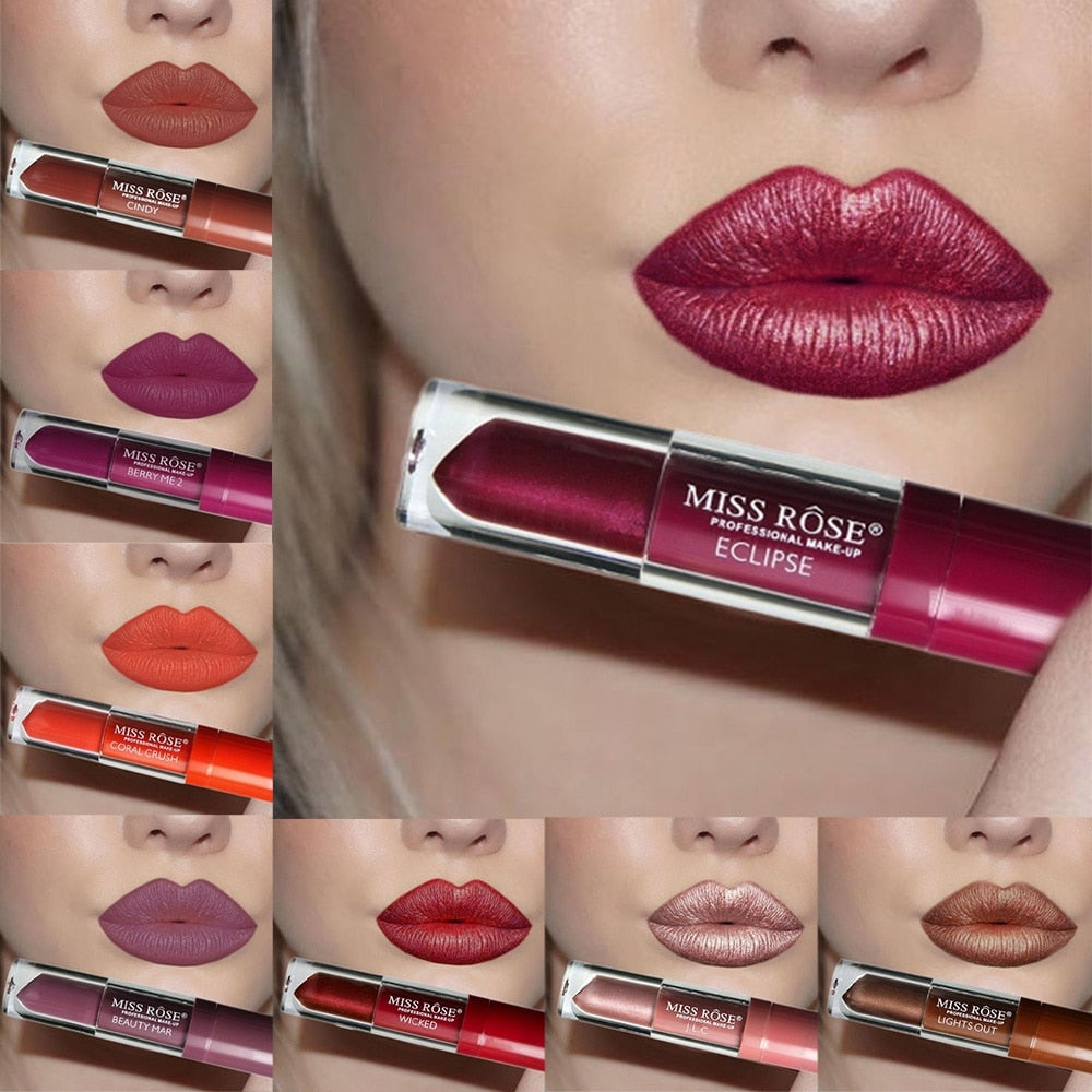 24 Color Liquid Lipstick Waterproof Long-lasting Non-stick Cup Lip Gloss Makeup Lips Matte Nude Metallic Mate Lipsticks