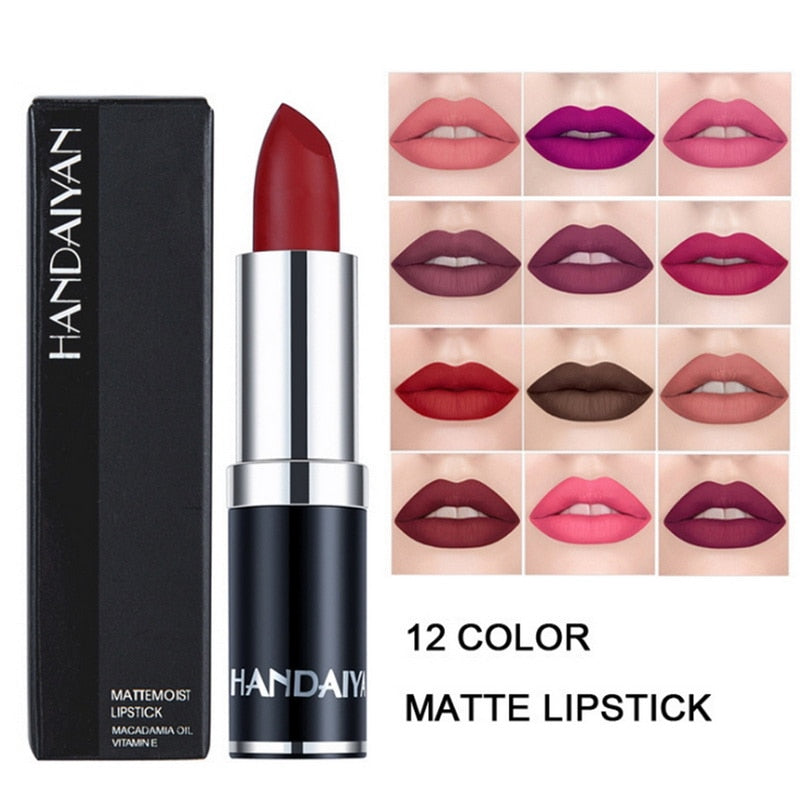 HANDAIYAN Matte Lipstick Waterproof Nude Batom Cosmetics Brown Velvet Lipstick Balm Brand Lip Sticks Makeup For Women