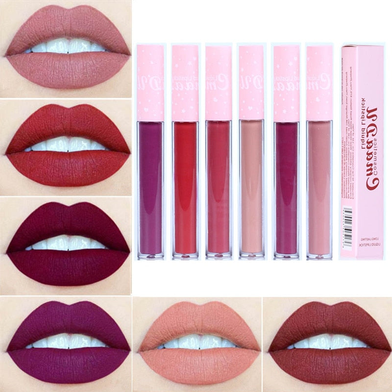 6 Color Lipstick Matte Pink Tube Non-stick Cup Long lasting Lip Gloss High Quality Moisturizing Velvet Matte Tint Makeup NEW
