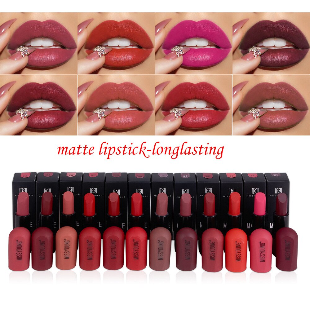12 color lip makeup lipstick waterproof long-lasting red lip pencil lipstick nude makeup ladies cosmetics Free shipping