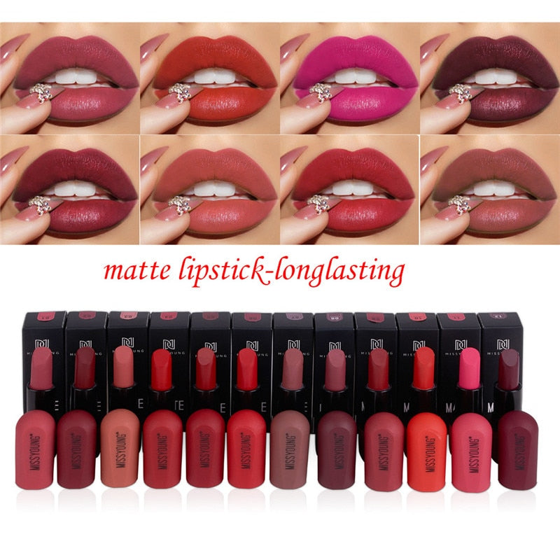 Matte Lipstick Cosmetics Makeup Waterproof Velvet Lipstick Lips Moisturizing Make up Lip Sticks Labial Matte Larga Duracion