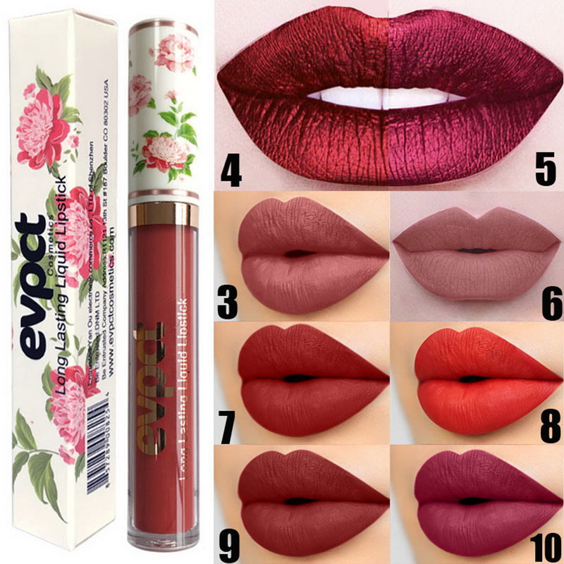12 Colors Long Lasting Liquid Lipstick Nude Metallic Matte Batom Makeup Flower Lip Pearlescent Cosmetics Shimmer Metal Lipstick